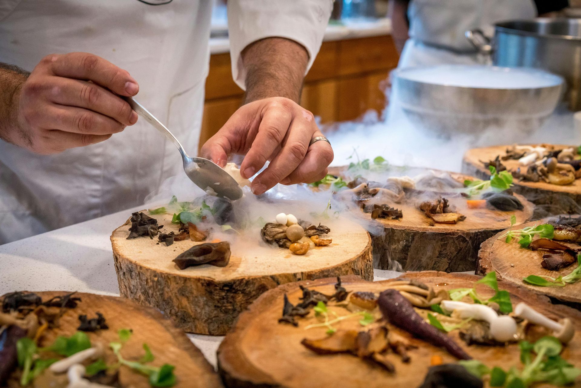 Gourmet Dish Being Prepared at 98 Acres Resort and Spa